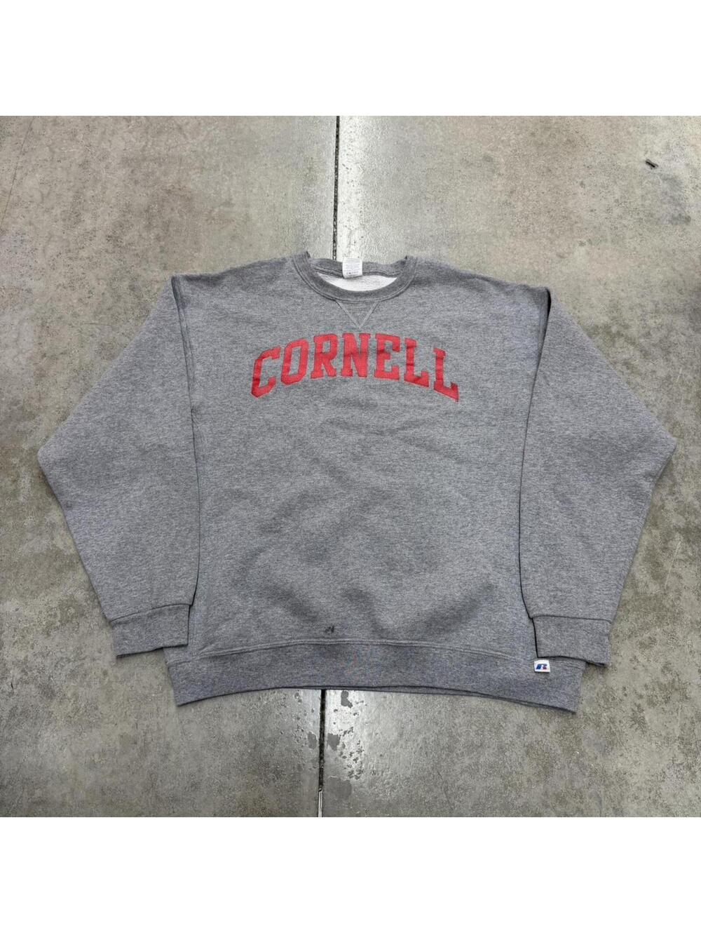 vintage cornell university russell athletics grey collegiate crewneck HAS STAIN